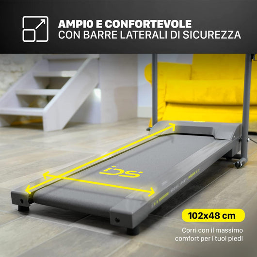 Tapis roulant G11 EVO | IDS Indoor Sports | Ampio e confortevole, con barre laterali di sicurezza