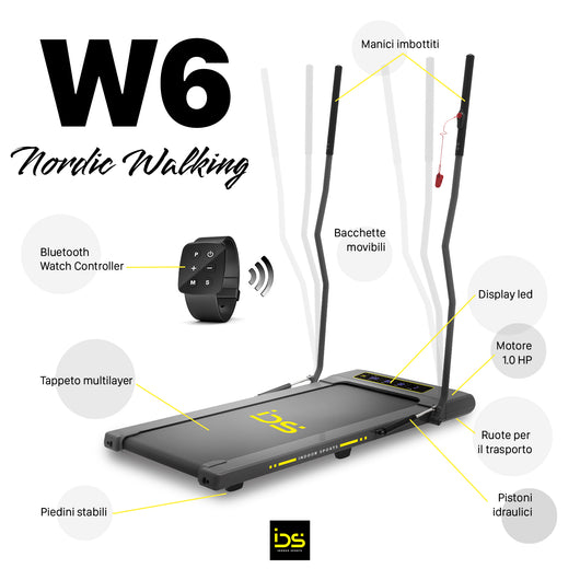 Tapis roulant elettrico 2 in 1 nordic walking W6 | IDS Indoor Sports 