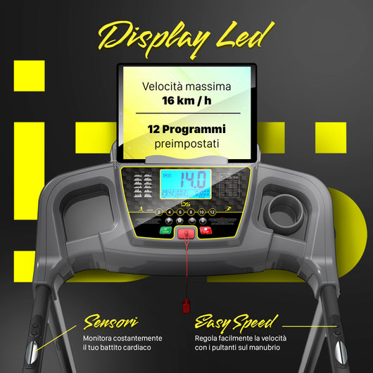 Tapis roulant G40 | IDS Indoor Sports | Velocità massima 16 km/h | 12 programmi preimpostati | Dotato di sensori e sistema EasySpeed per regolare facilmente la velocità